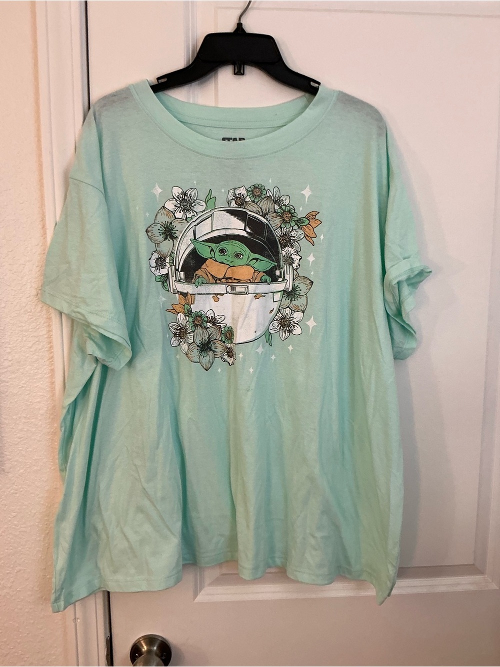 🔥 Star Wars Grogu Baby Yoda Floral Pod Mint Green Graphic T Shirt Fifth Sun 3X